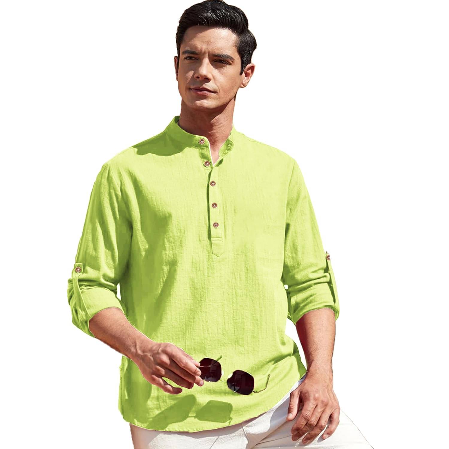     			VIMASUTI Sea Green Cotton Men's Shirt Style Kurta ( Pack of 1 )