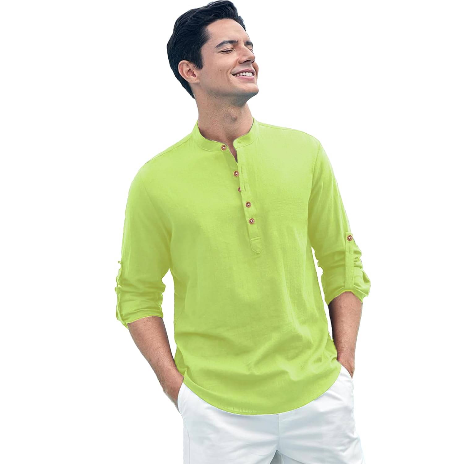VIMASUTI Sea Green Cotton Men's Shirt Style Kurta ( Pack of 1 ) VIMASUTI Sea Green Cotton Men's Shirt Style Kurta ( Pack of 1 )