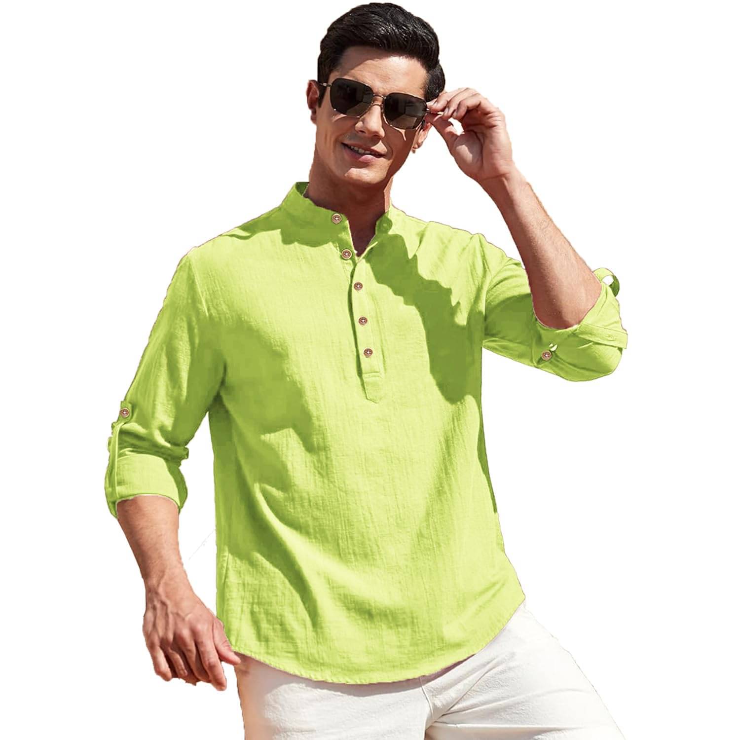     			VIMASUTI Sea Green Cotton Men's Shirt Style Kurta ( Pack of 1 )