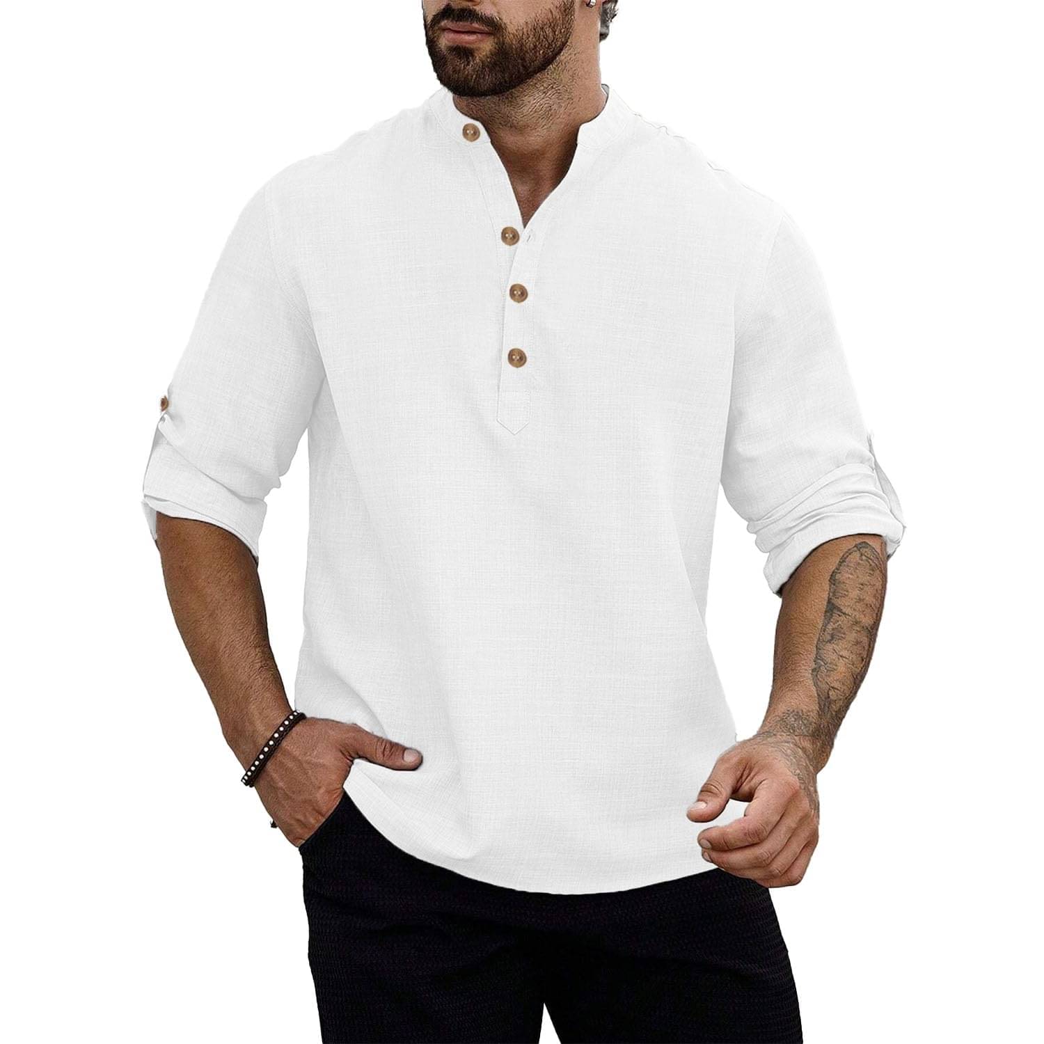 VIMASUTI White Cotton Men's Shirt Style Kurta ( Pack of 1 ) VIMASUTI White Cotton Men's Shirt Style Kurta ( Pack of 1 )