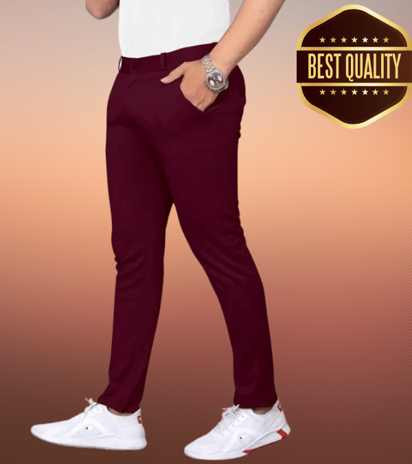     			Woozie Regular Flat Men's Trouser - Maroon ( Pack of 1 )