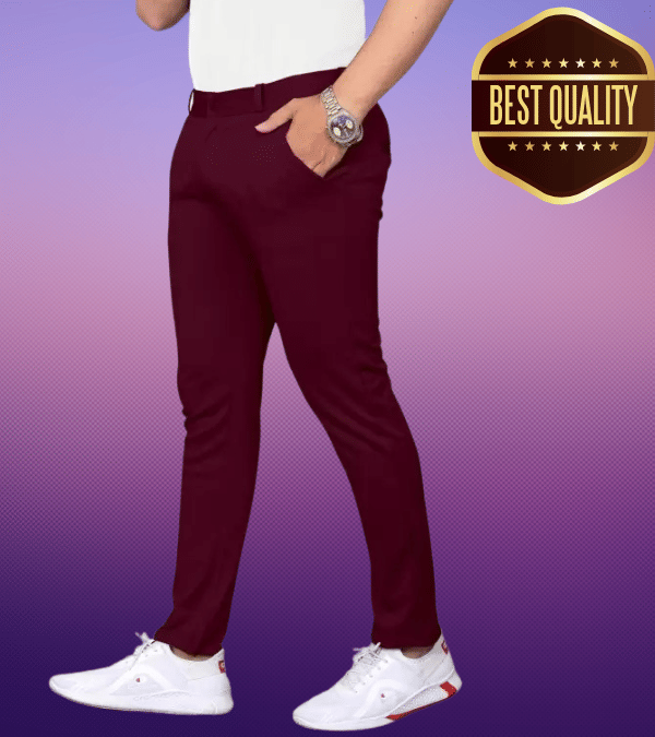     			Woozie Regular Flat Men's Trouser - Maroon ( Pack of 1 )