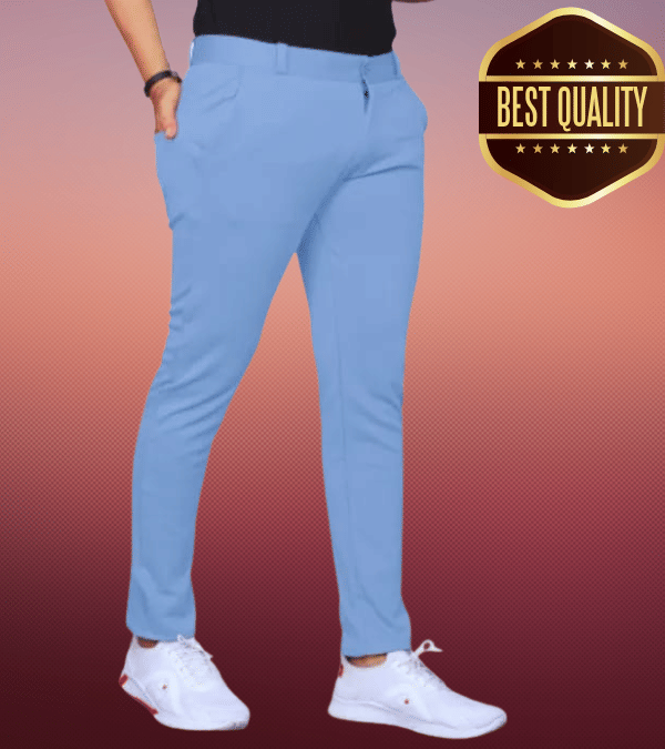     			Woozie Regular Flat Men's Trouser - Light Blue ( Pack of 1 )