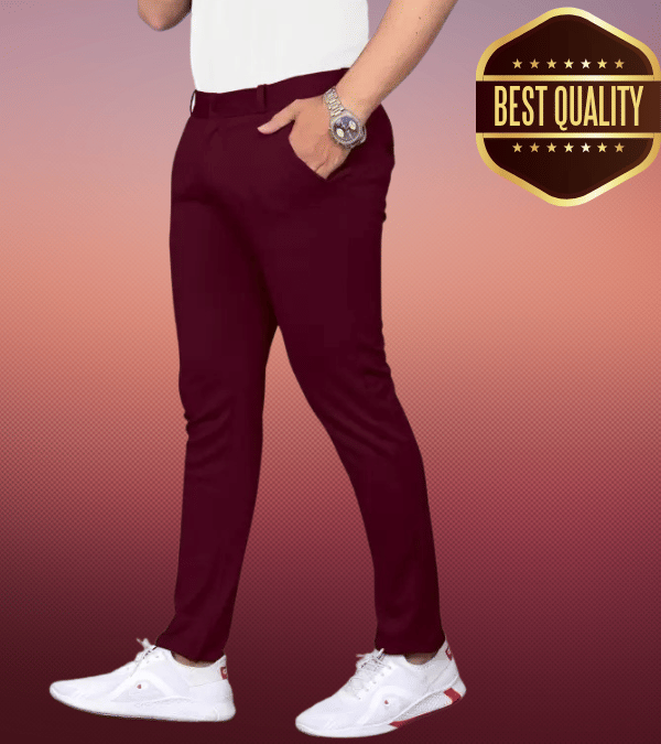     			Woozie Regular Flat Men's Trouser - Maroon ( Pack of 1 )