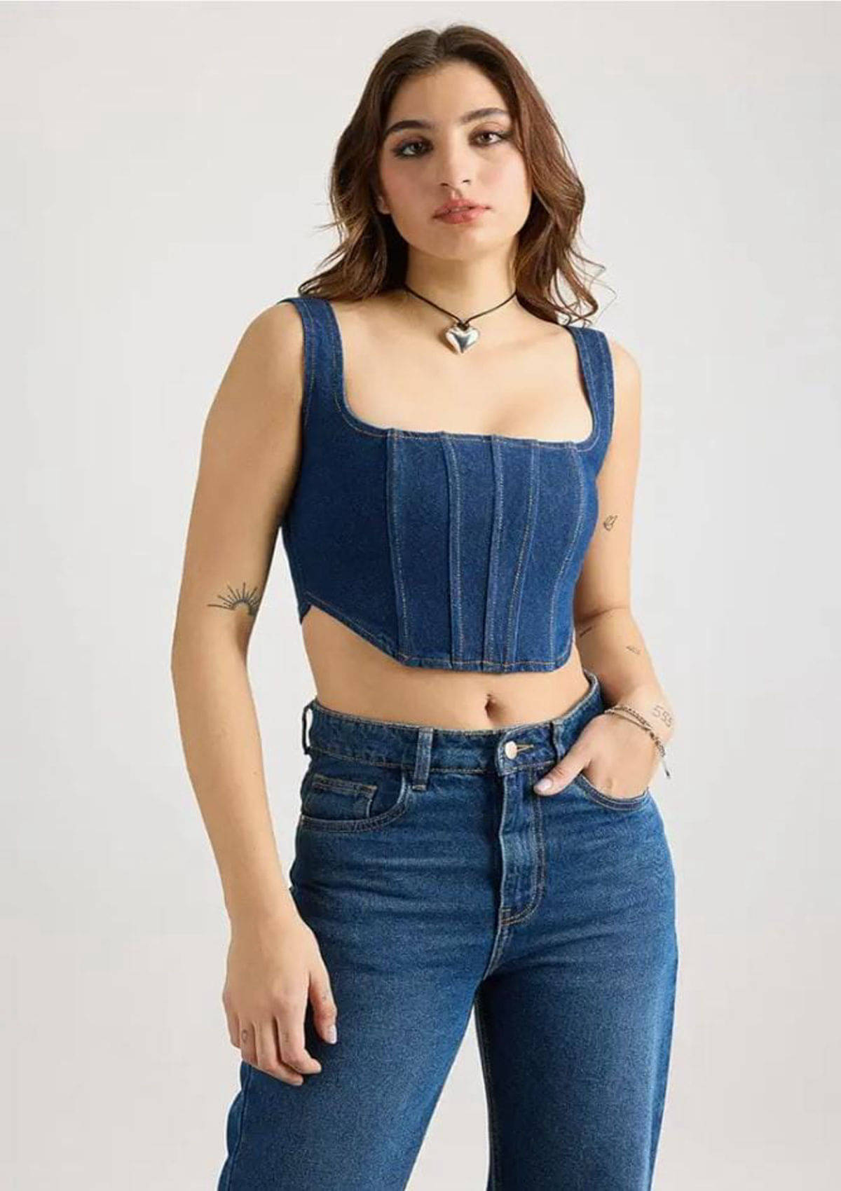     			krishna trends Women's Denim Crop Top ( Blue )