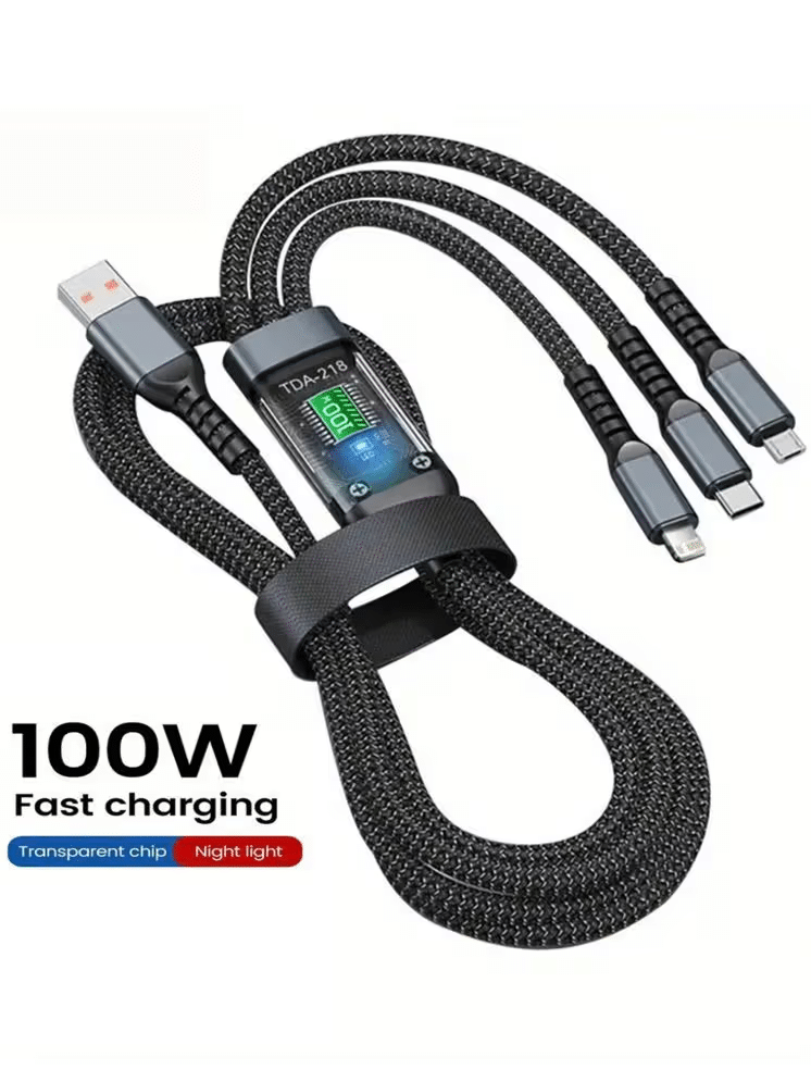     			3-in-1 USB Charging Cable – Lightning, Type-C & Micro USB – Fast Charge & Data Sync