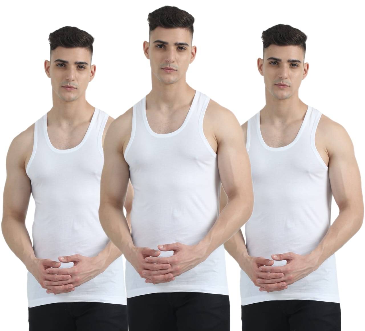     			Anand Pack of 3 Cotton Blend Basic Vest For Men ( White )