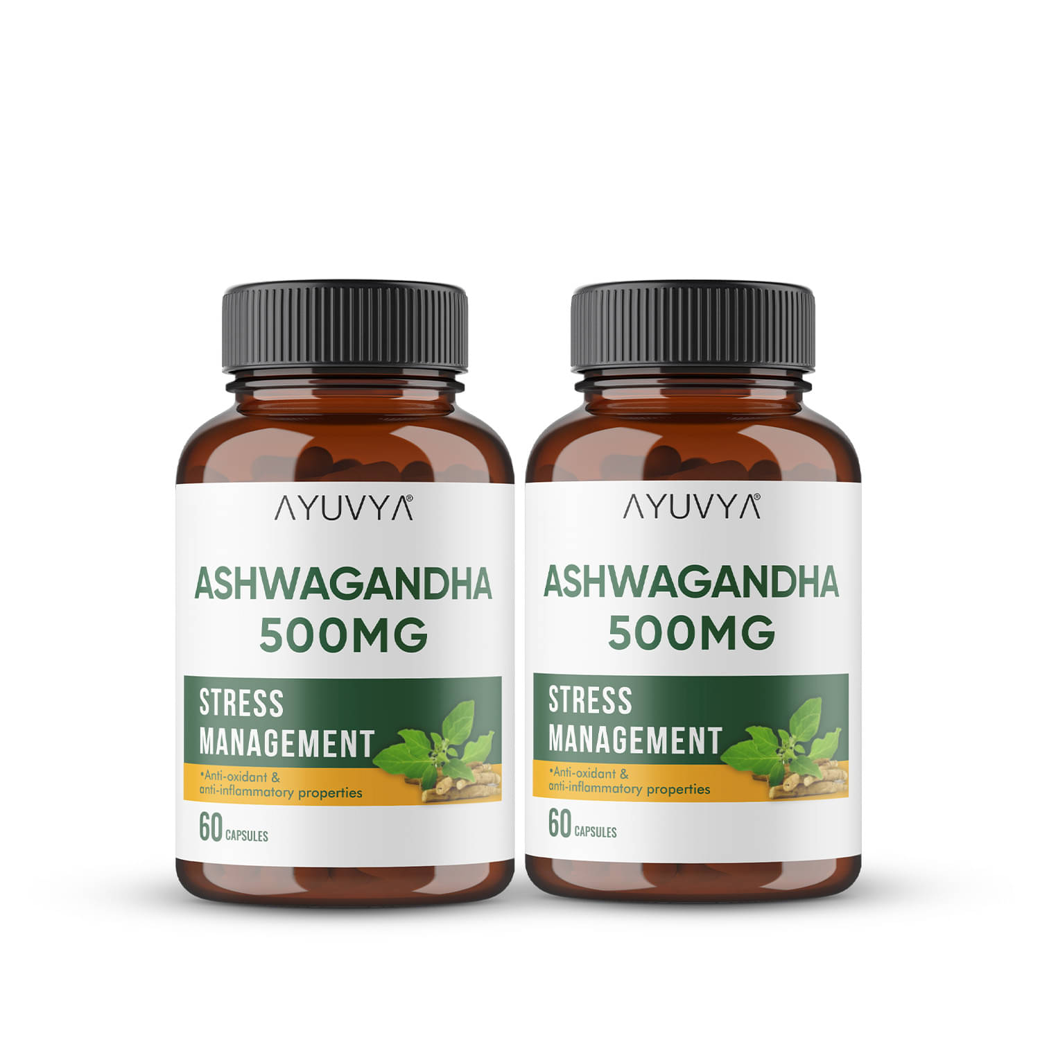 Ayuvya Ashwagandha Capsules | Experience Holistic Wellness with Organic Ashwangdha | Naturally Relieve Stress (Pack of 2) Ayuvya Ashwagandha Capsules | Experience Holistic Wellness with Organic Ashwangdha | Naturally Relieve Stress (Pack of 2)