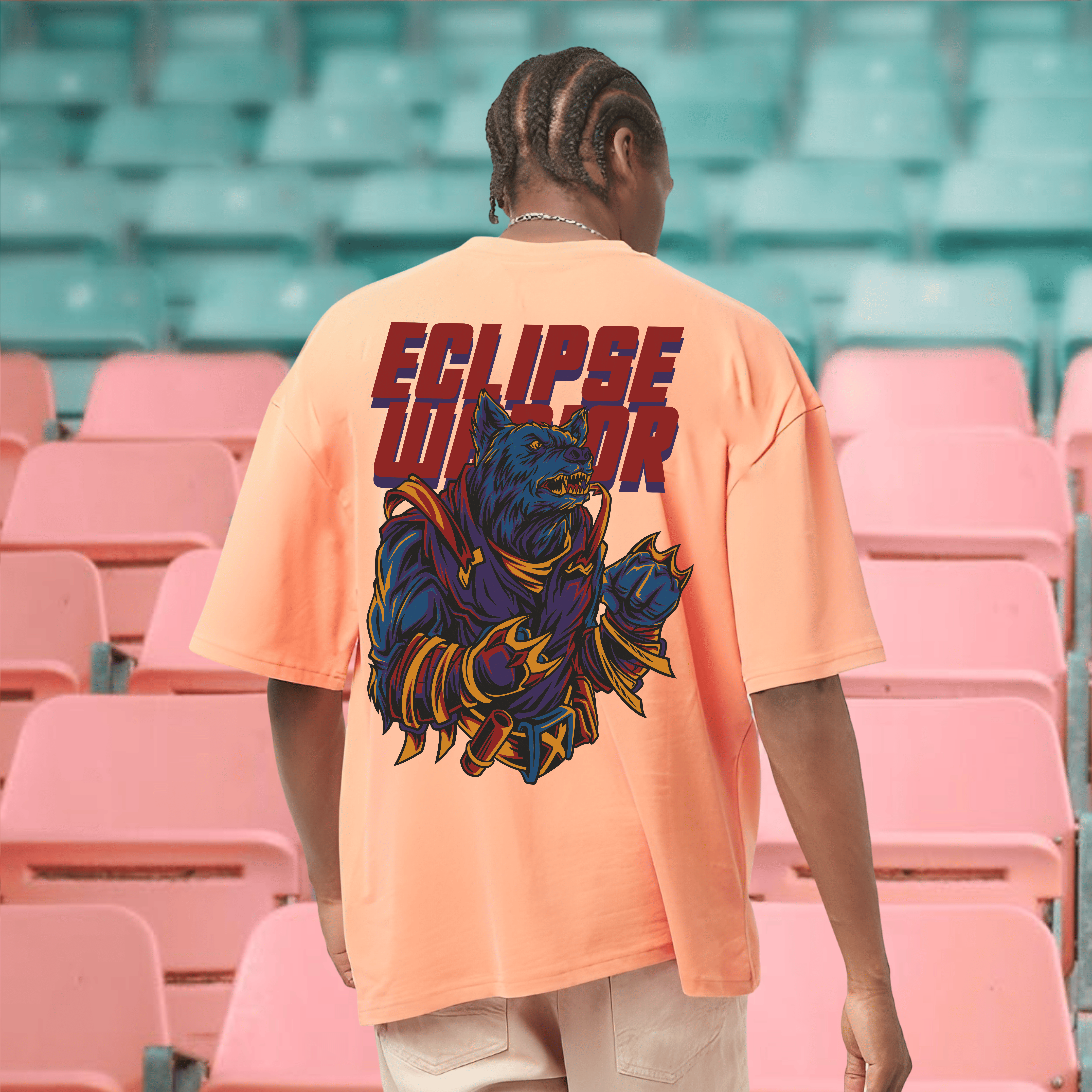 BUKKL Men Cotton Oversized Fit Printed T-Shirt ( Peach ) BUKKL Men Cotton Oversized Fit Printed T-Shirt ( Peach )