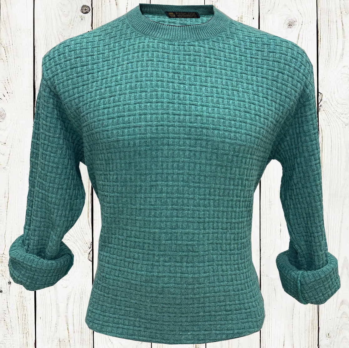     			CAT BUNNY Woollen Blend Round Neck Men's Full Sleeves Pullover Sweater - Sea Green ( Pack of 1 )