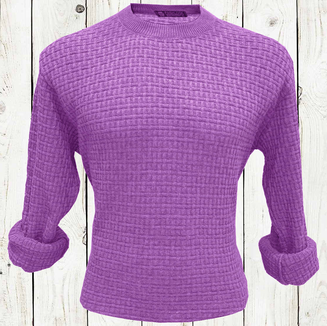     			CAT BUNNY Woollen Blend Round Neck Men's Full Sleeves Pullover Sweater - Purple ( Pack of 1 )