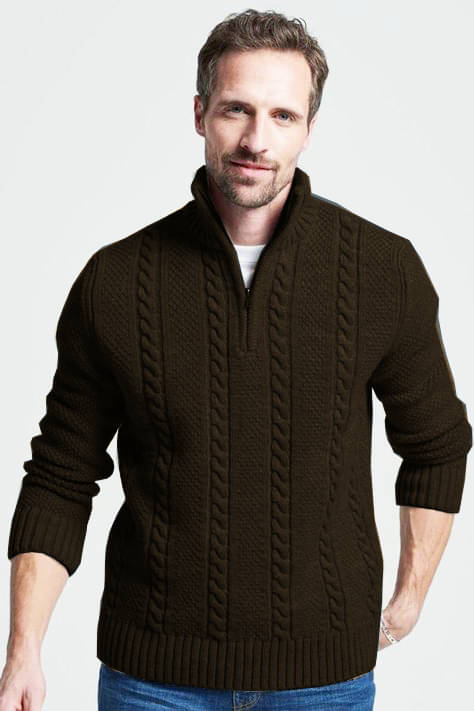     			CAT BUNNY Woollen High Neck Men's Full Sleeves Pullover Sweater - Brown ( Pack of 1 )