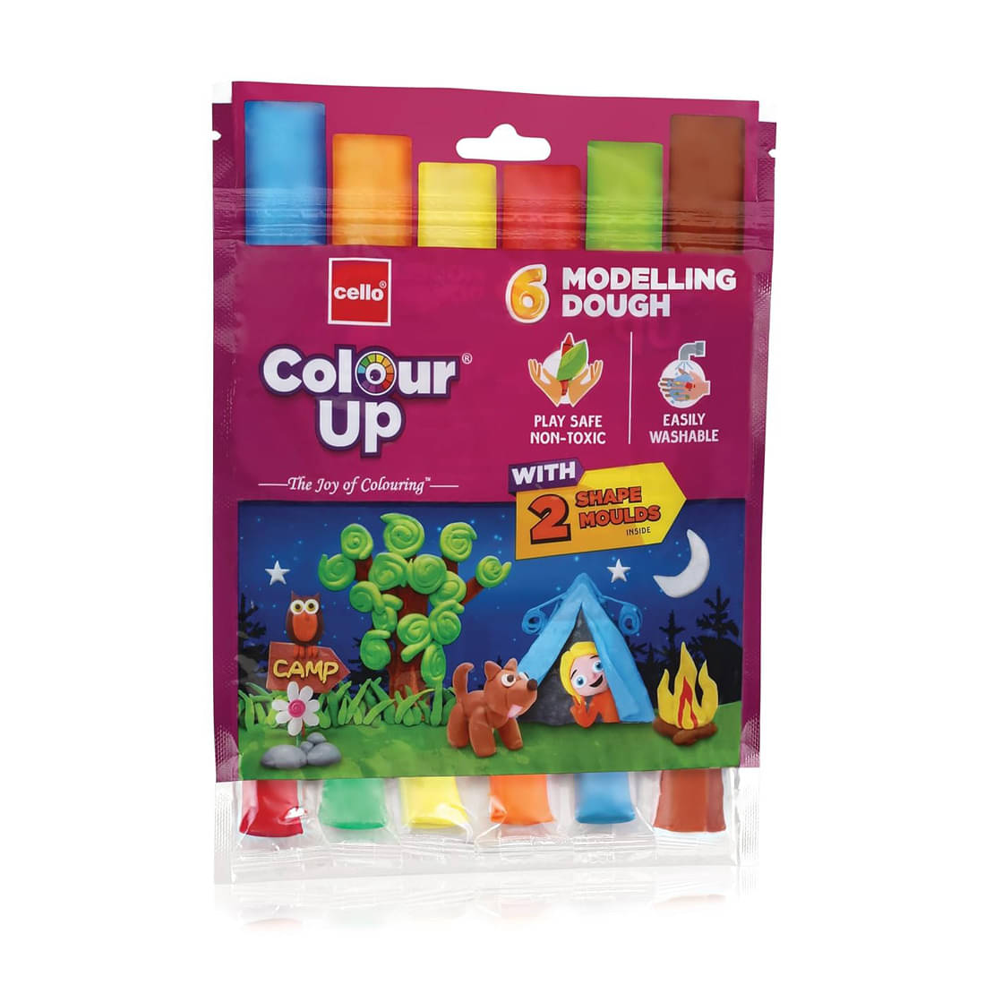 Cello ColourUp Dough | 6 Modelling Dough & 2 Moulds | Pack of 7 Cello ColourUp Dough | 6 Modelling Dough & 2 Moulds | Pack of 7