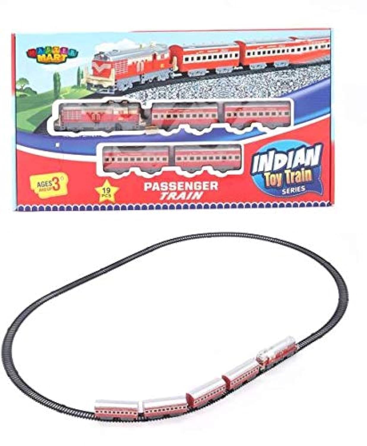 Indian Passenger Train With Coaches & Railway Track, Pack Of 19, Indian Passenger Train With Coaches & Railway Track, Pack Of 19,