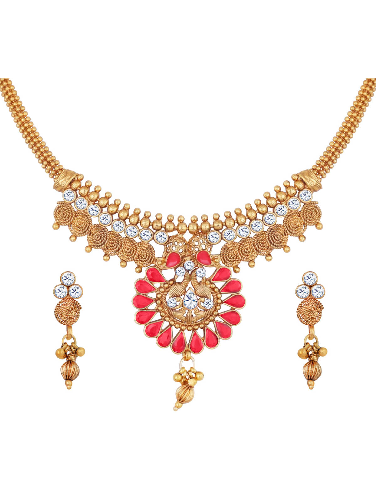     			JFL - Jewellery For Less Red Copper Necklace Set ( Pack of 1 )