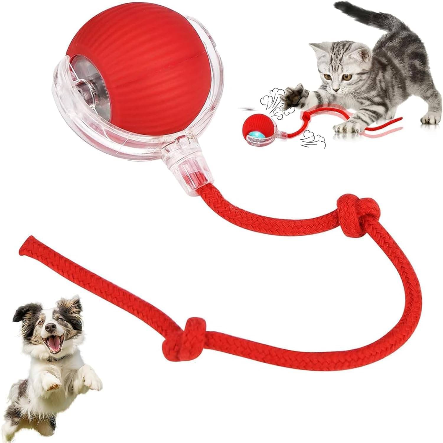 KRAMOX Pet Ball Automatic Toy - Cat/Dog Dancing Toy for Indoor Smart Silicone Rolling Ball with Tail, Obstacle Avoidance and Motion Activated,Kitten Toys for Bored Indoor KRAMOX Pet Ball Automatic Toy - Cat/Dog Dancing Toy for Indoor Smart Silicone Rolling Ball with Tail, Obstacle Avoidance and Motion Activated,Kitten Toys for Bored Indoor