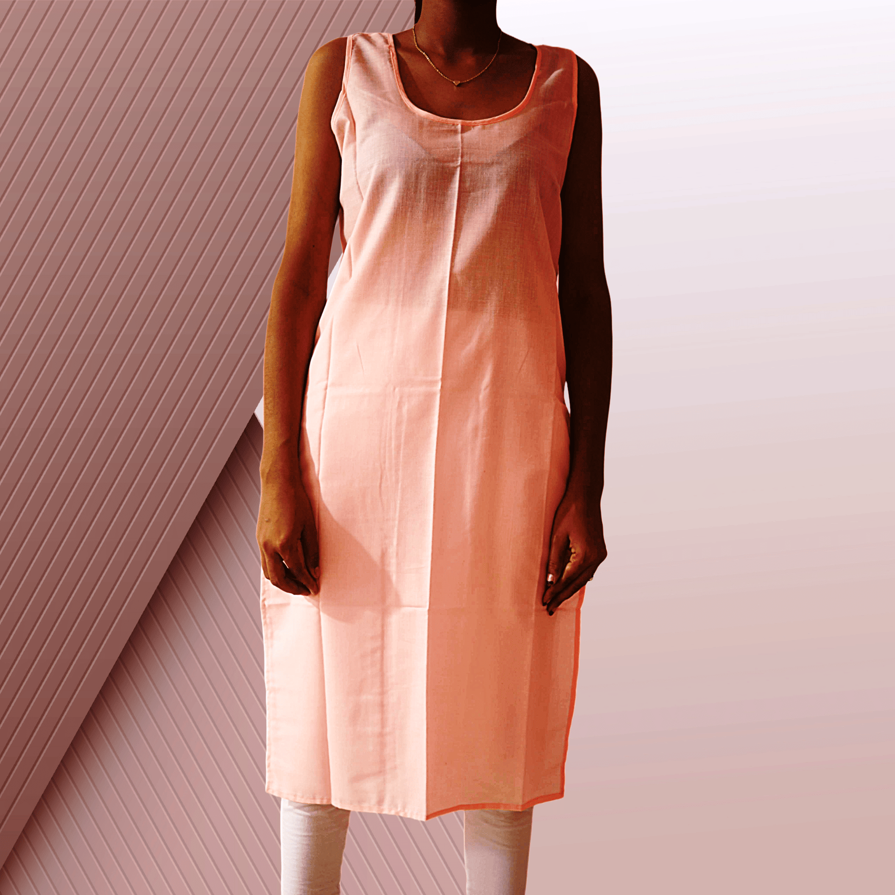     			KURTIVERSE Pack of 1 Full Inner Slip Cotton Blended Slip ( Peach )