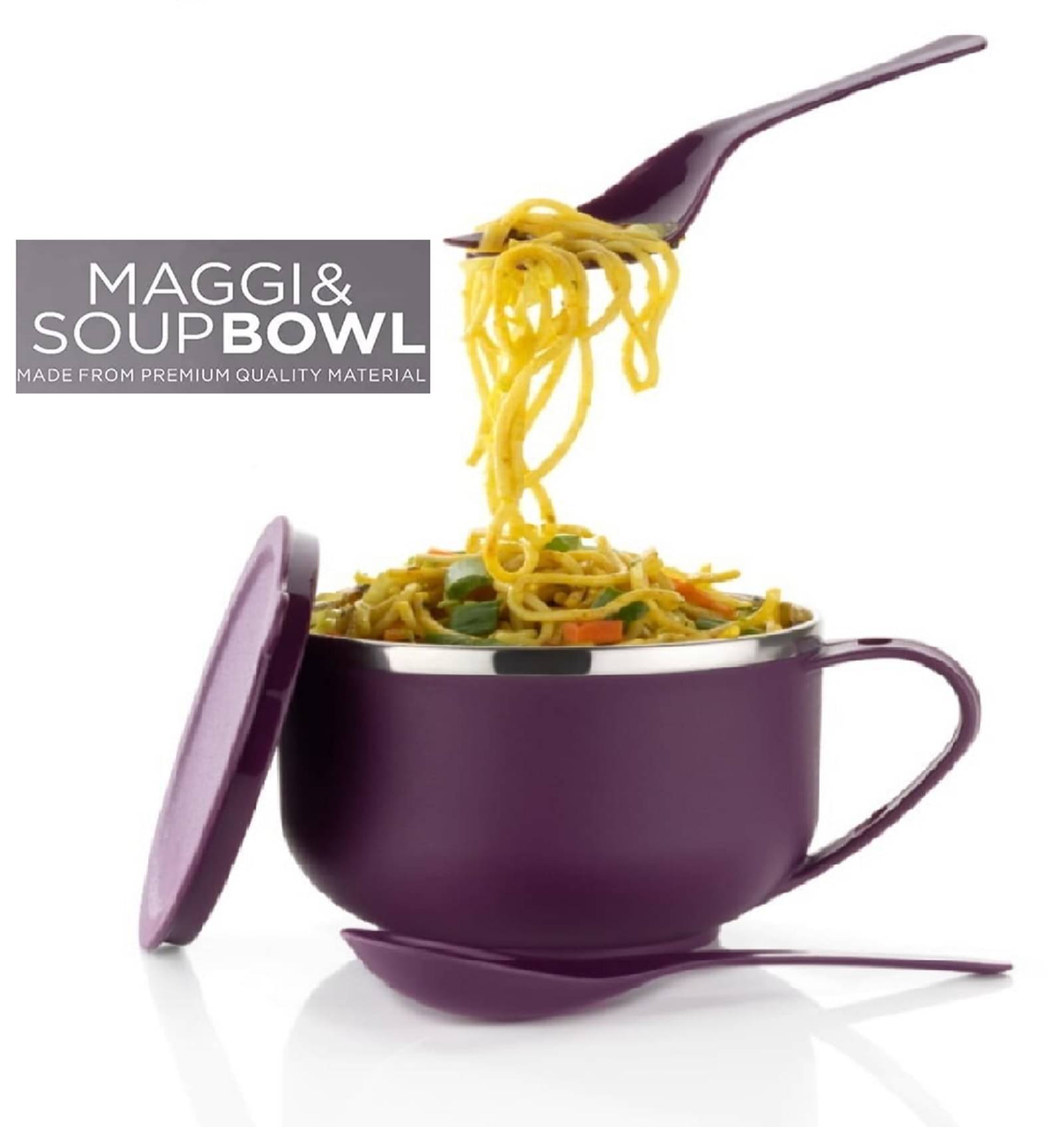 forral Maggi Bowl with Handle, Tableware Infant Pasta, Soup, Rice, Noodles Bowl, Fruit Snack Food Container Bowl for Kitchen School Office Outdoor Travel forral Maggi Bowl with Handle, Tableware Infant Pasta, Soup, Rice, Noodles Bowl, Fruit Snack Food Container Bowl for Kitchen School Office Outdoor Travel