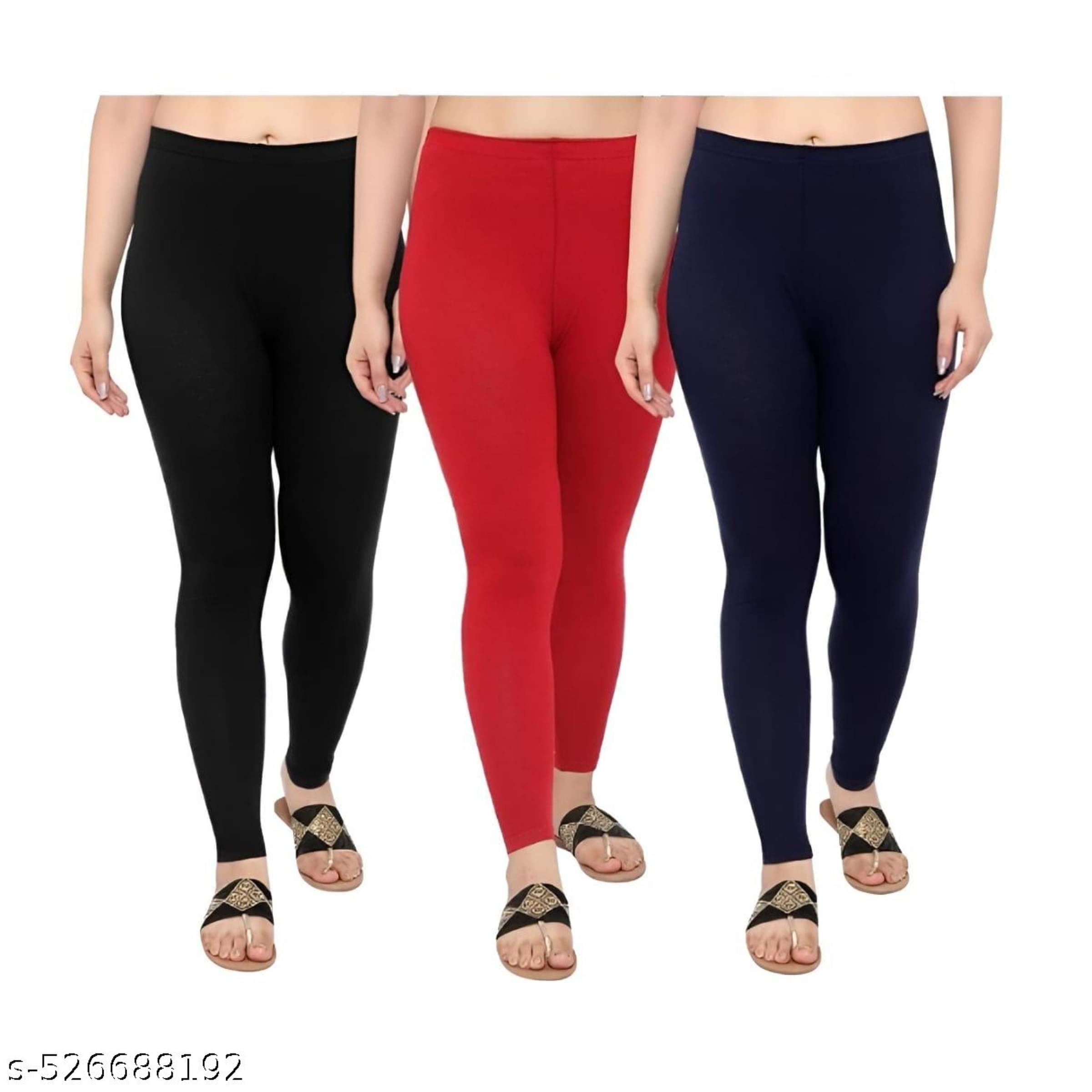     			My Stitches Pack of 3 Cotton Blend Women's Leggings ( Multicolor )
