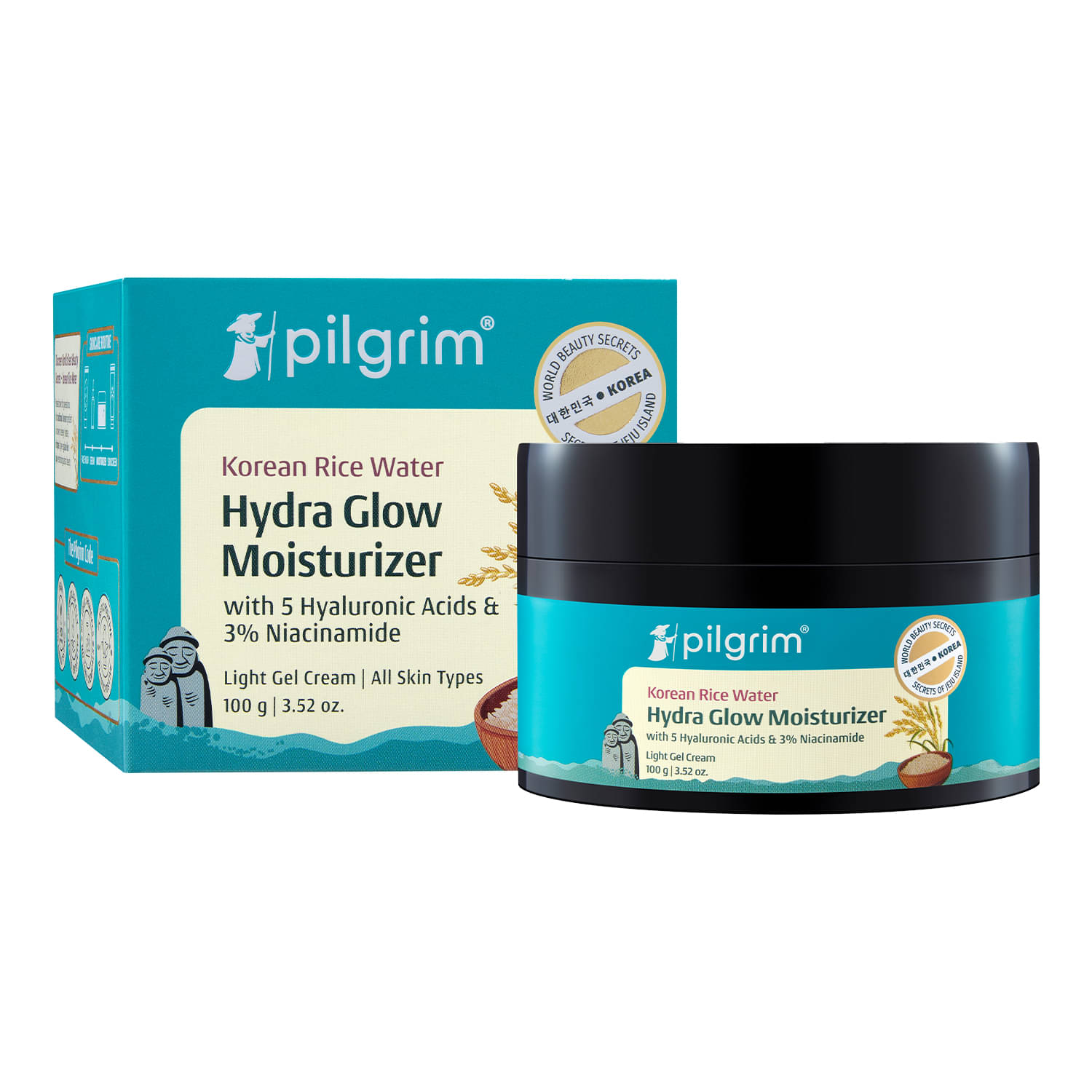 Pilgrim Korean Rice Water Hydra Glow Moisturizer - 100G Face Cream,For All Skin Type,50G (pack Of 1)     			Pilgrim Korean Rice Water Hydra Glow Moisturizer - 100G Face Cream,For All Skin Type,50G (pack Of 1)
