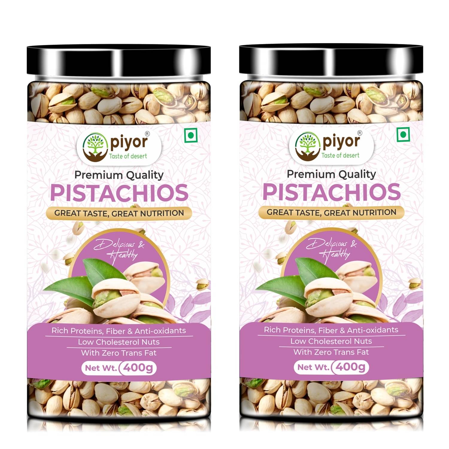 Piyor Roasted & Salted Pistachios 800g Pack of 2 Piyor Roasted & Salted Pistachios 800g Pack of 2