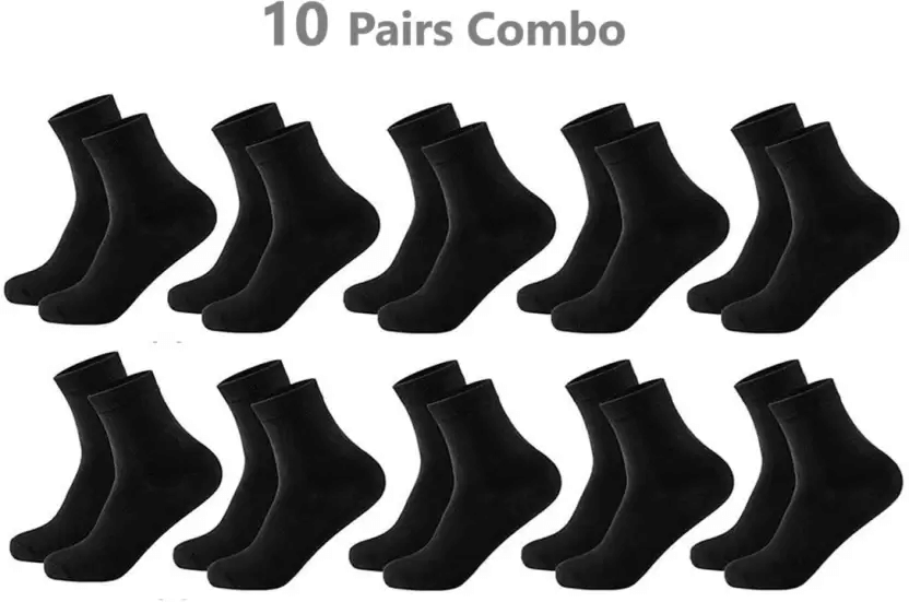     			RENDERCRAFTT Pack of 10 Men's Cotton Ankle Length Socks ( Black )