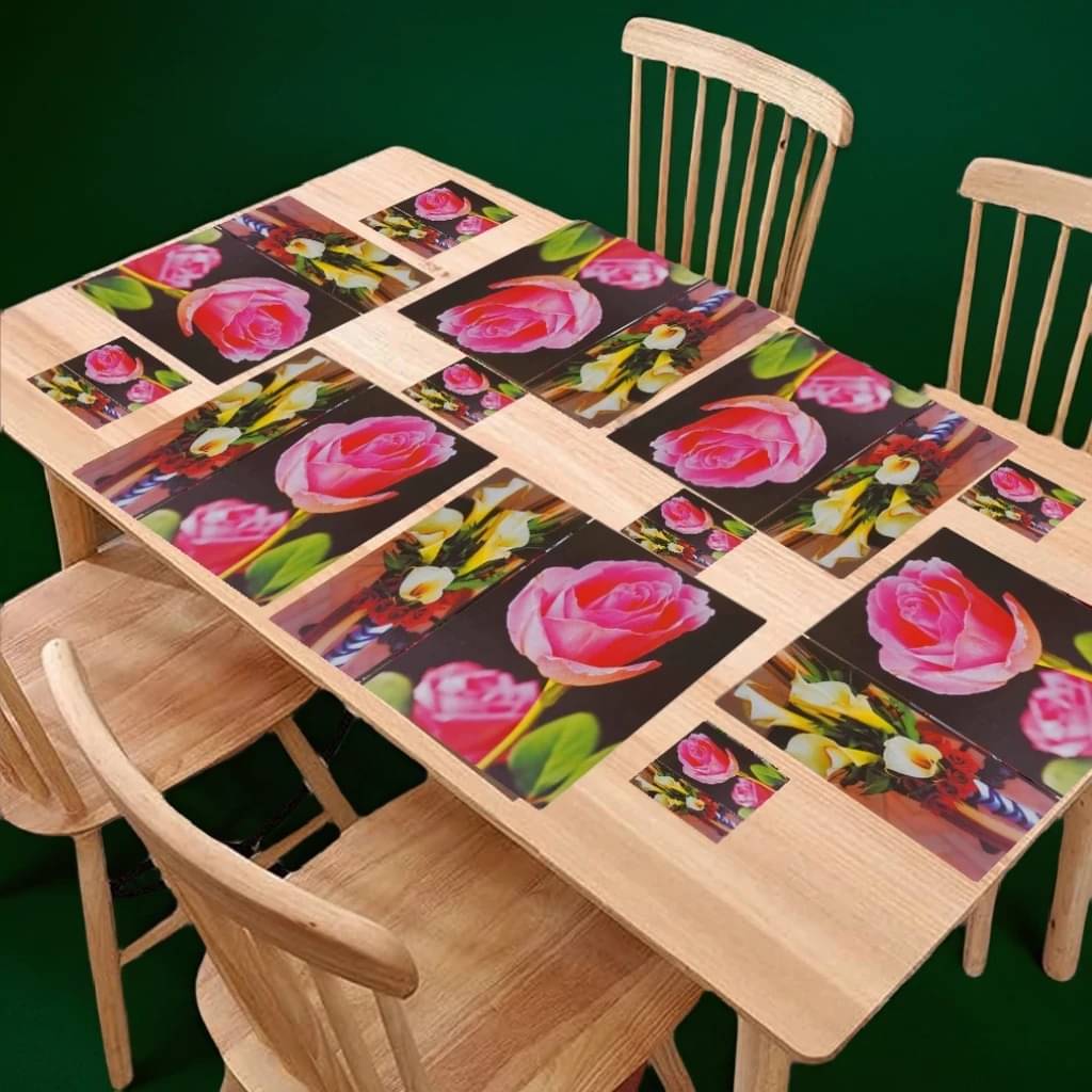Sanraksshan PVC Floral Rectangle Table Mats & Coasters ( 40 cm x 32 cm ) Pack of 12 - Multi Sanraksshan PVC Floral Rectangle Table Mats & Coasters ( 40 cm x 32 cm ) Pack of 12 - Multi