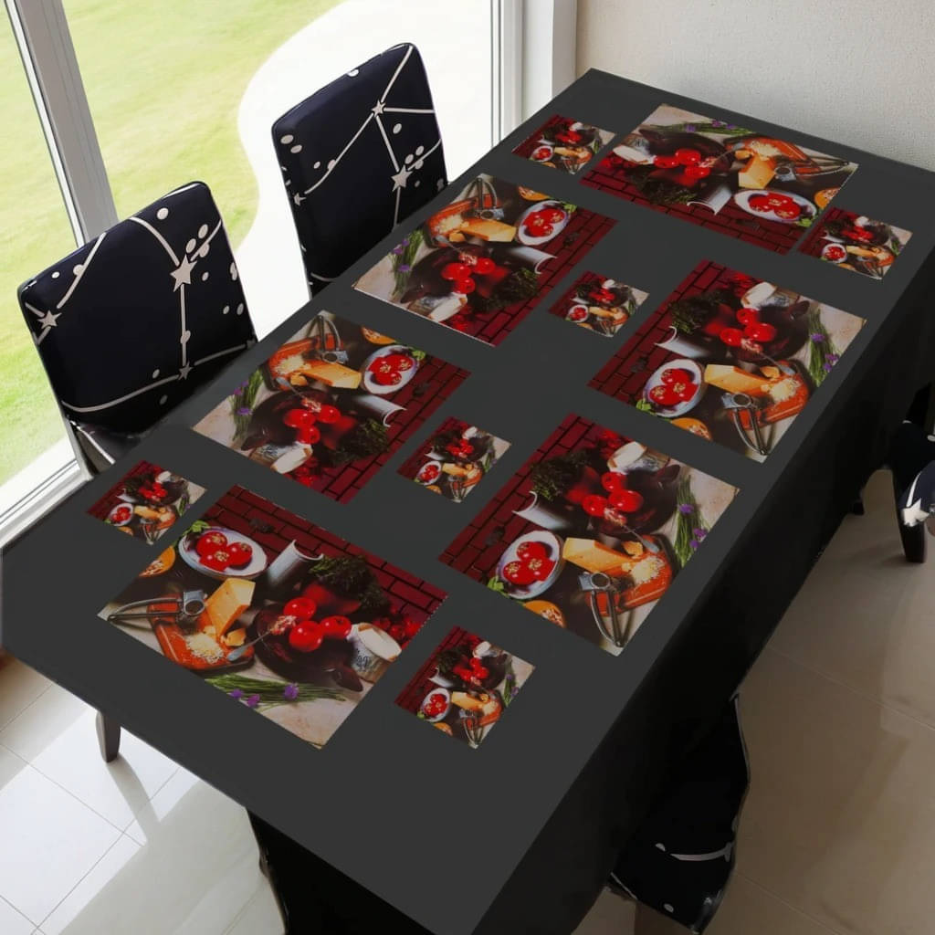     			Sanraksshan PVC Floral Rectangle Table Mats & Coasters ( 40 cm x 32 cm ) Pack of 12 - Multi