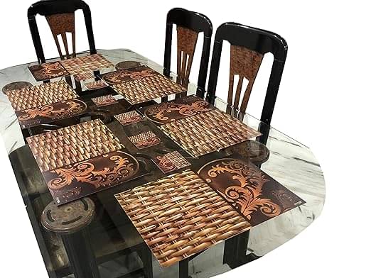     			Sanraksshan PVC Floral Rectangle Table Mats & Coasters ( 40 cm x 32 cm ) Pack of 12 - Multi
