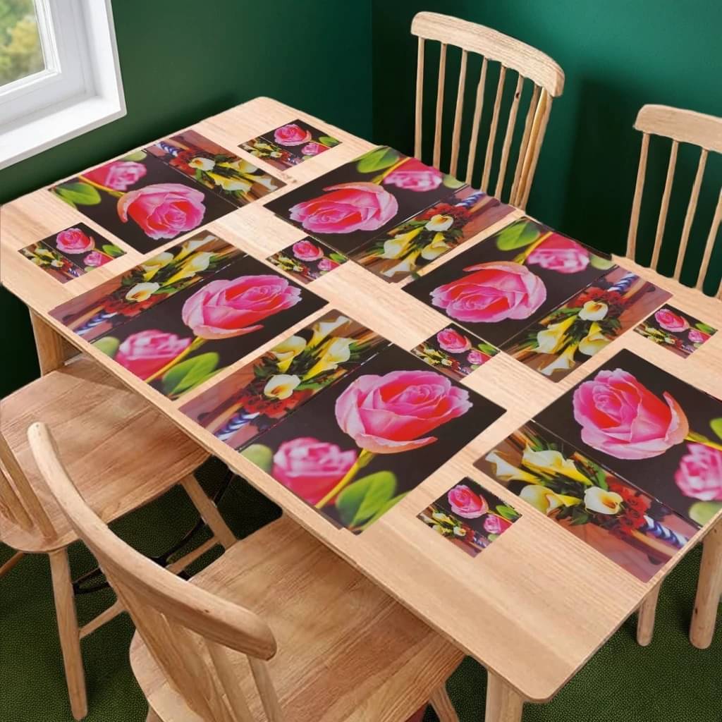 Sanraksshan PVC Floral Rectangle Table Mats & Coasters ( 40 cm x 32 cm ) Pack of 12 - Multi Sanraksshan PVC Floral Rectangle Table Mats & Coasters ( 40 cm x 32 cm ) Pack of 12 - Multi