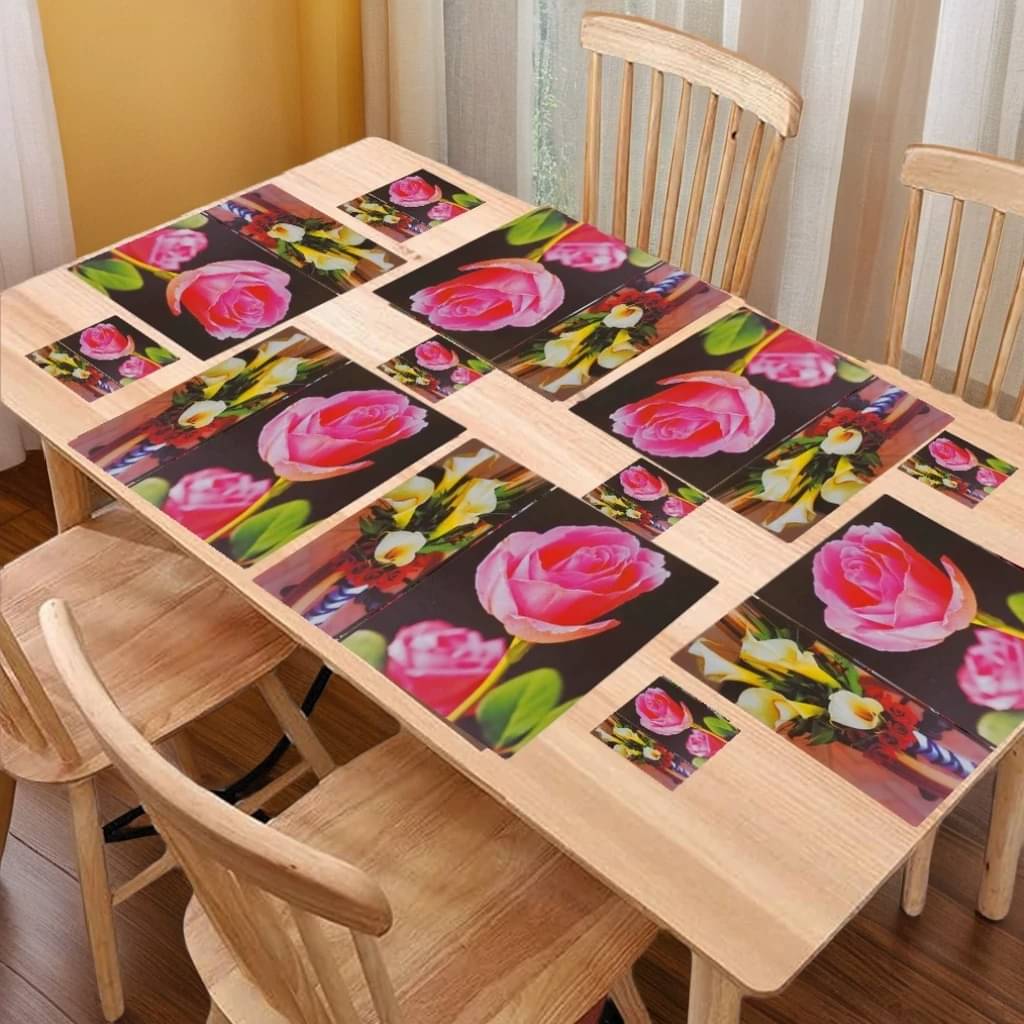 Sanraksshan PVC Floral Rectangle Table Mats & Coasters ( 40 cm x 32 cm ) Pack of 12 - Multi Sanraksshan PVC Floral Rectangle Table Mats & Coasters ( 40 cm x 32 cm ) Pack of 12 - Multi