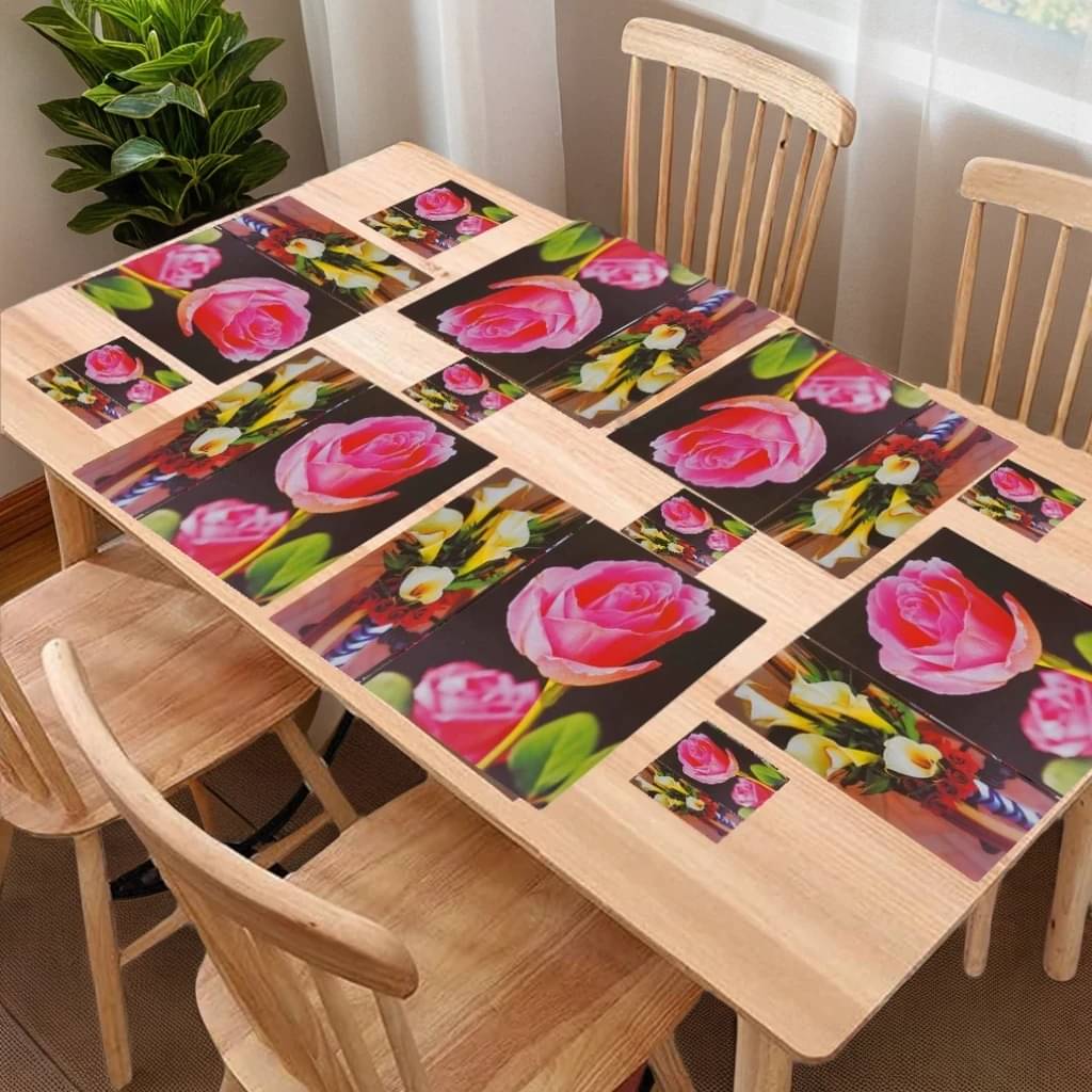 Sanraksshan PVC Floral Rectangle Table Mats & Coasters ( 40 cm x 32 cm ) Pack of 12 - Multi Sanraksshan PVC Floral Rectangle Table Mats & Coasters ( 40 cm x 32 cm ) Pack of 12 - Multi