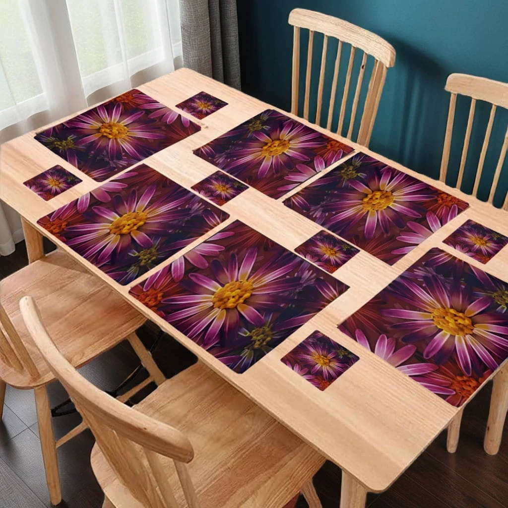     			Sanraksshan PVC Floral Rectangle Table Mats & Coasters ( 40 cm x 32 cm ) Pack of 12 - Multi