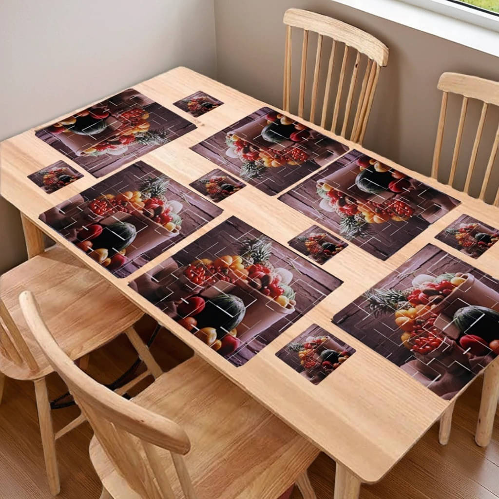     			Sanraksshan PVC Graphic Rectangle Table Mats & Coasters ( 40 cm x 32 cm ) Pack of 12 - Multi