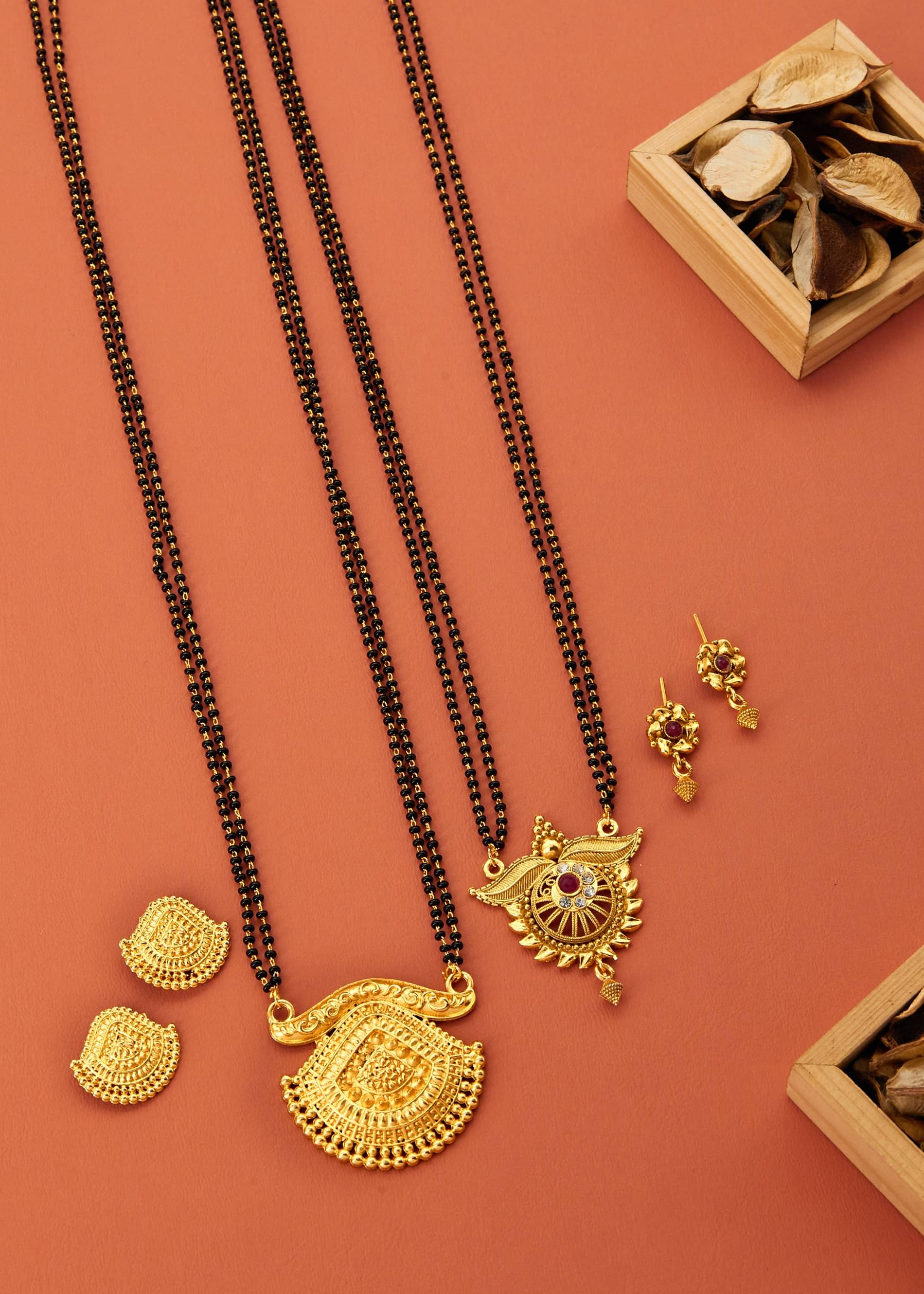 Seora Golden Mangalsutra Set ( Pack of 2 ) Seora Golden Mangalsutra Set ( Pack of 2 )