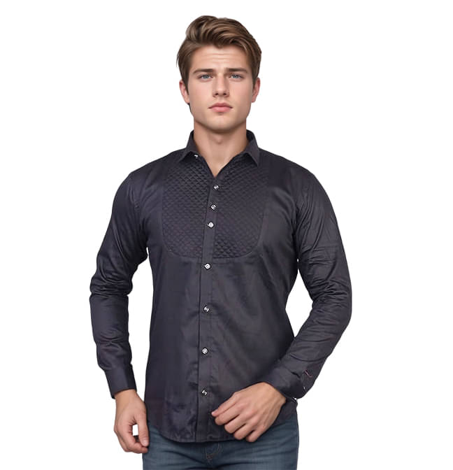     			Superior Shirts Cotton Flex Regular Fit Self Design Full Sleeves Men's Casual Shirt - Black ( Pack of 1 )
