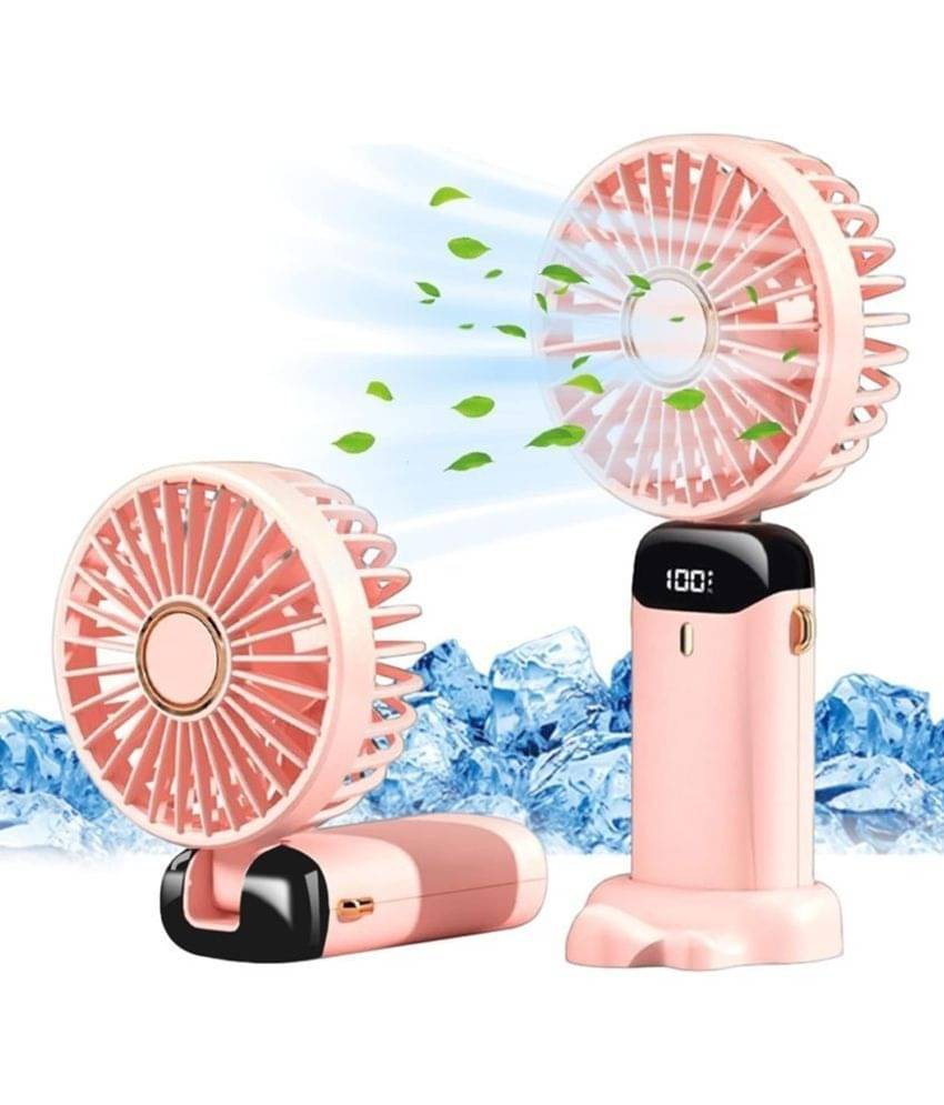     			TGS - Handheld Portable Fan, with LED Display, 5 Speed Adjustable Foldable Small Desk Fan USB Rechargeable Powerful Cooling
