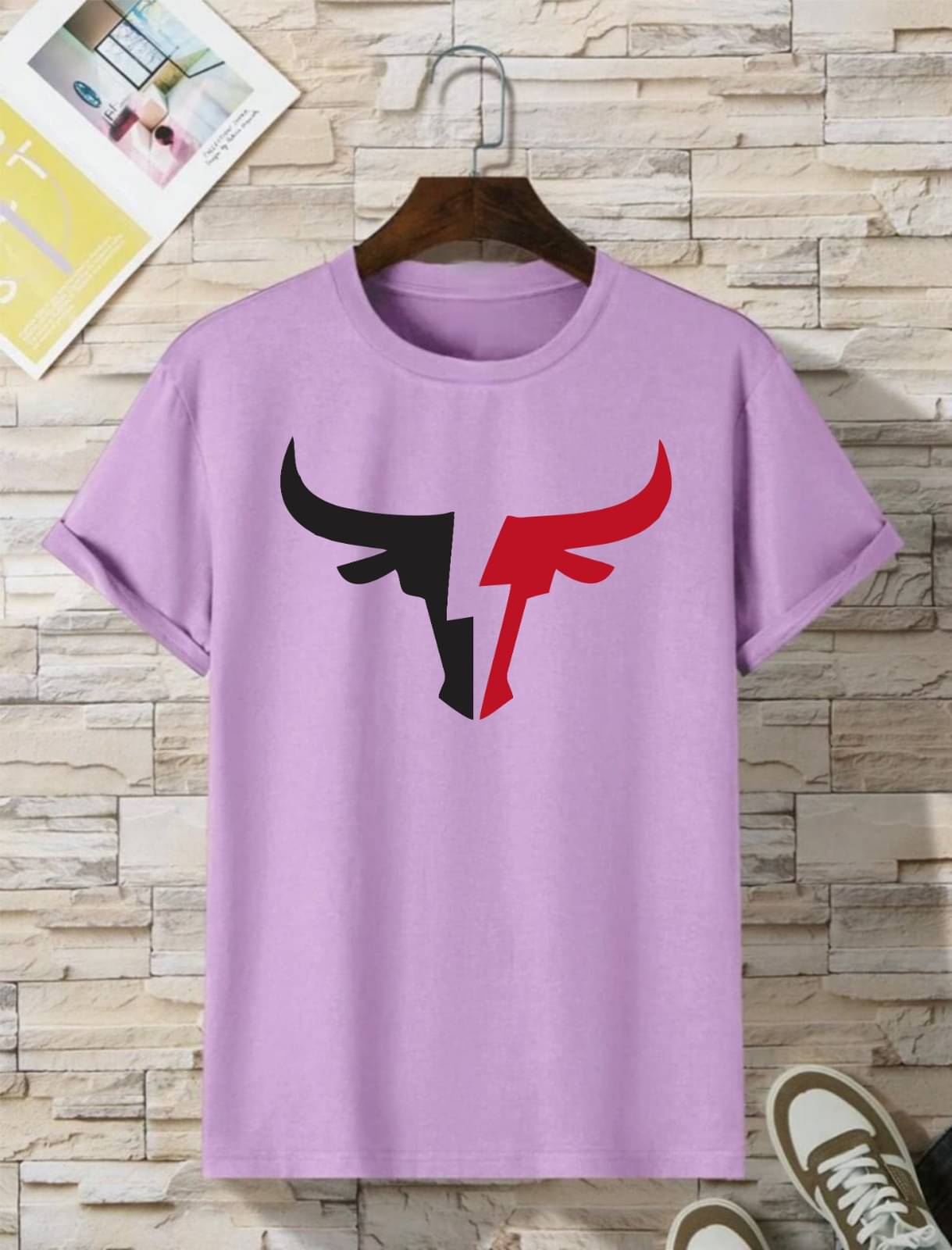 THAWE PARIDHAN Men Cotton Blend Regular Fit Printed T-Shirt ( Purple )     			THAWE PARIDHAN Men Cotton Blend Regular Fit Printed T-Shirt ( Purple )