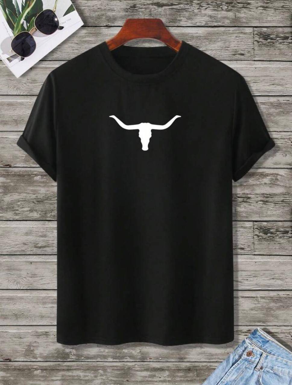     			THAWE PARIDHAN Men Cotton Blend Regular Fit Printed T-Shirt ( Black )