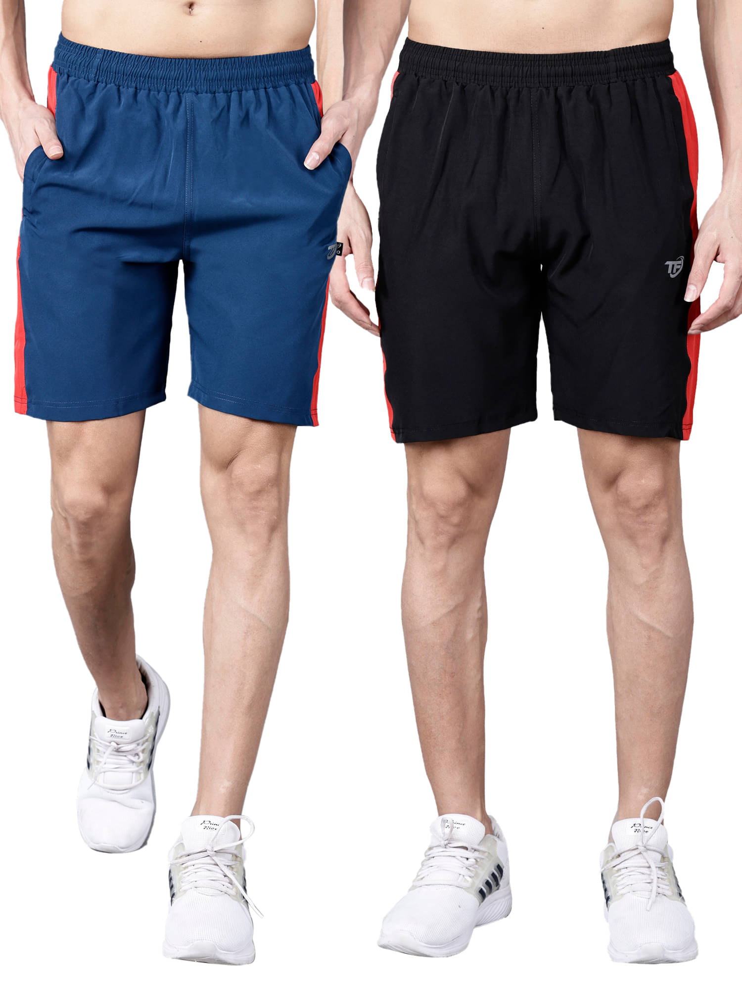     			Texfro Blue,Black Cotton Men's Shorts ( Pack of 2 )