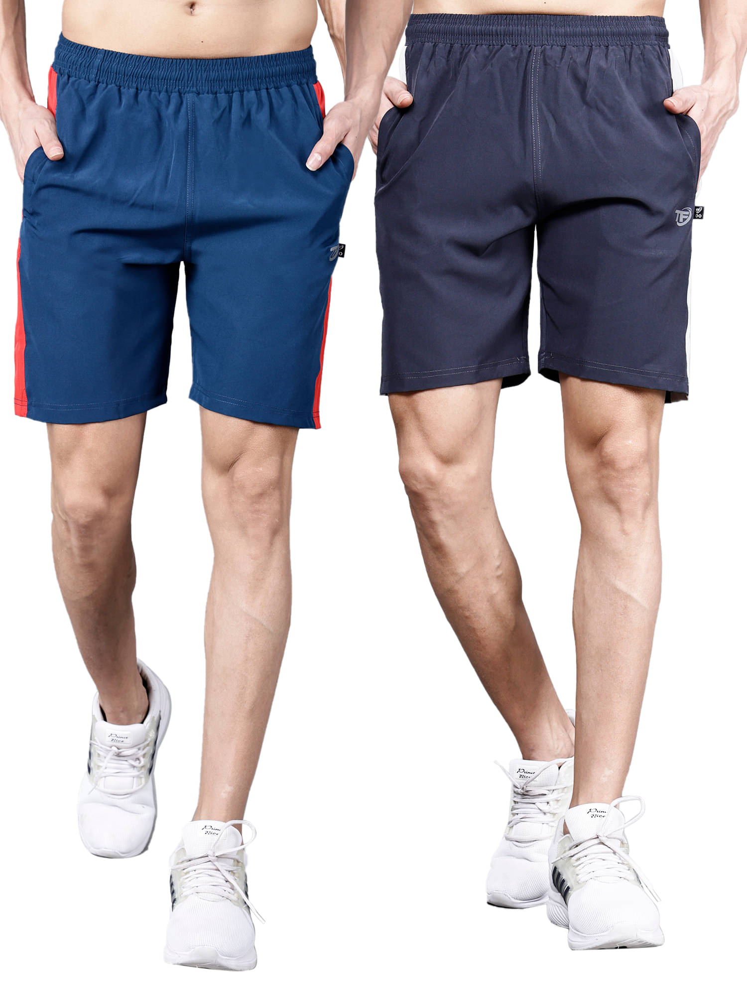     			Texfro Blue,Dark Grey Cotton Men's Shorts ( Pack of 2 )