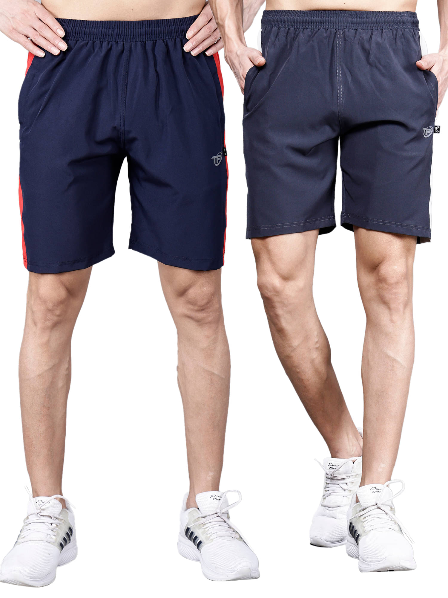     			Texfro Navy Blue,Dark Grey Cotton Men's Shorts ( Pack of 2 )