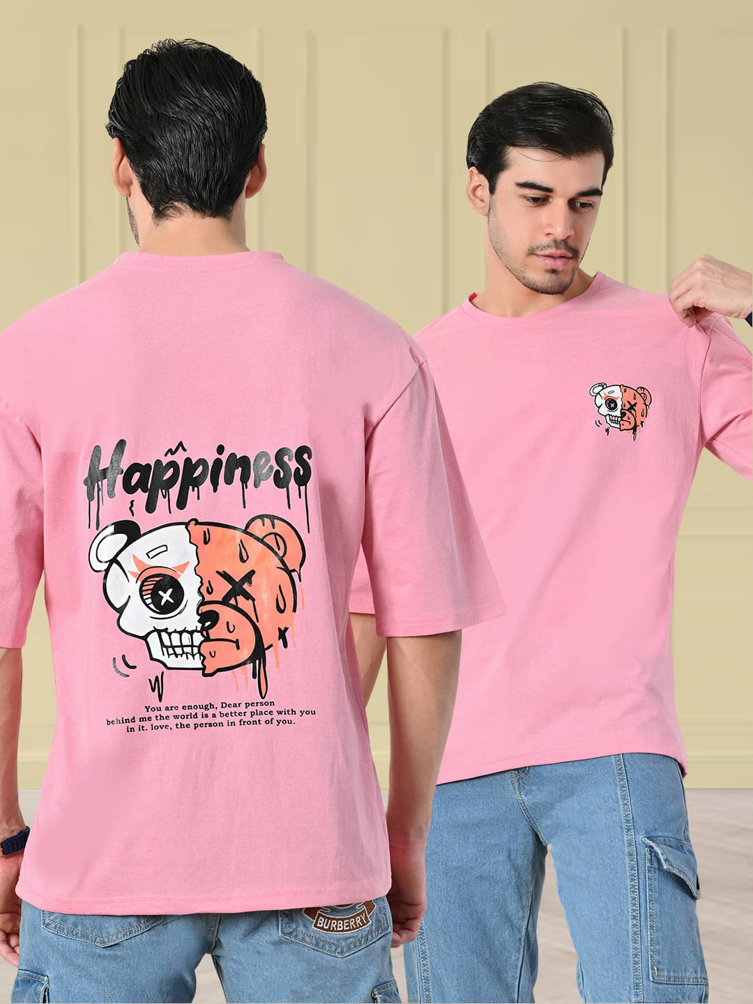     			Unicus Apparel Men Cotton Blend Regular Fit Printed T-Shirt ( Pink )