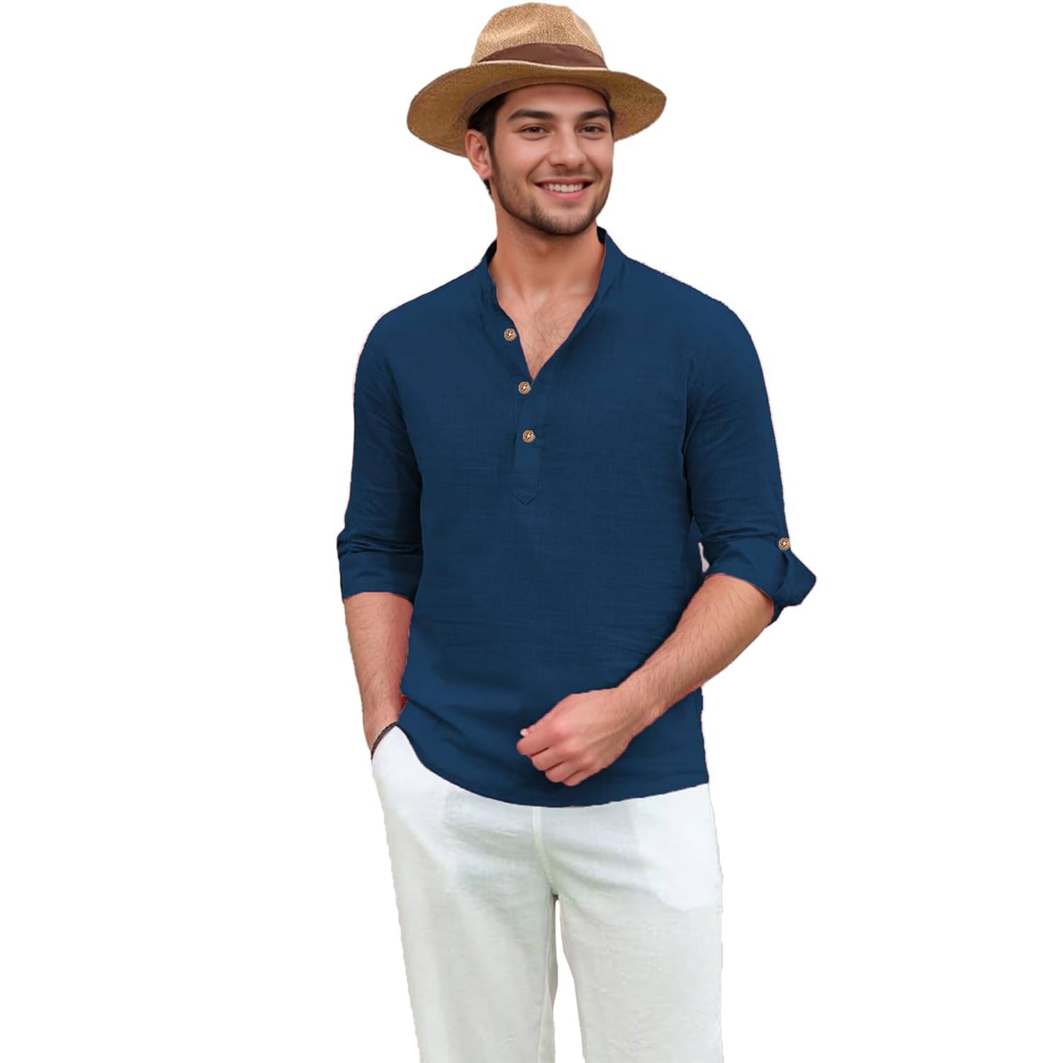     			VIMASUTI Indigo Cotton Men's Shirt Style Kurta ( Pack of 1 )