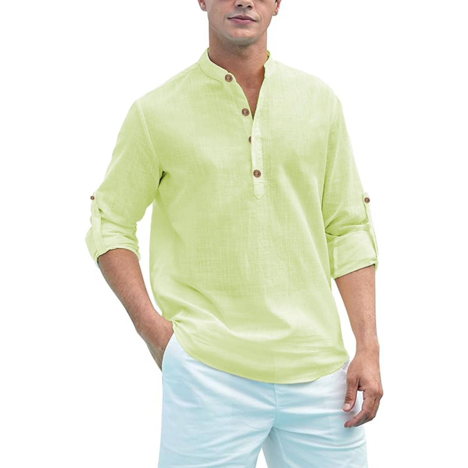 VIMASUTI Sea Green Cotton Men's Shirt Style Kurta ( Pack of 1 )     			VIMASUTI Sea Green Cotton Men's Shirt Style Kurta ( Pack of 1 )