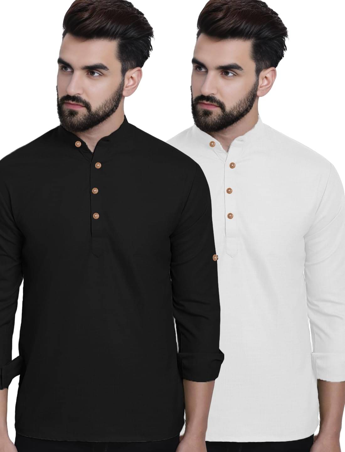 VIMASUTI White Cotton Men's Shirt Style Kurta ( Pack of 2 ) VIMASUTI White Cotton Men's Shirt Style Kurta ( Pack of 2 )