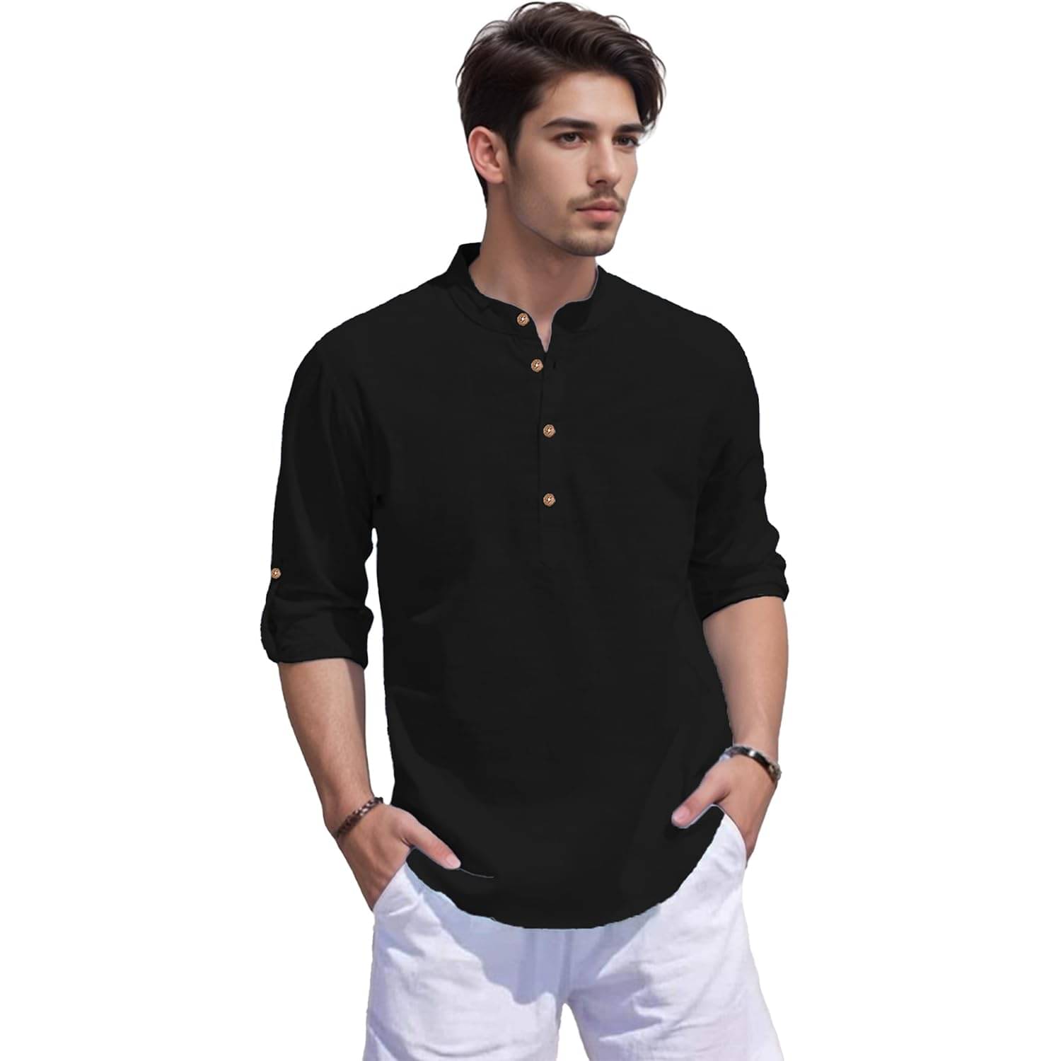Vida Loca Black Cotton Men's Shirt Style Kurta ( Pack of 1 ) Vida Loca Black Cotton Men's Shirt Style Kurta ( Pack of 1 )