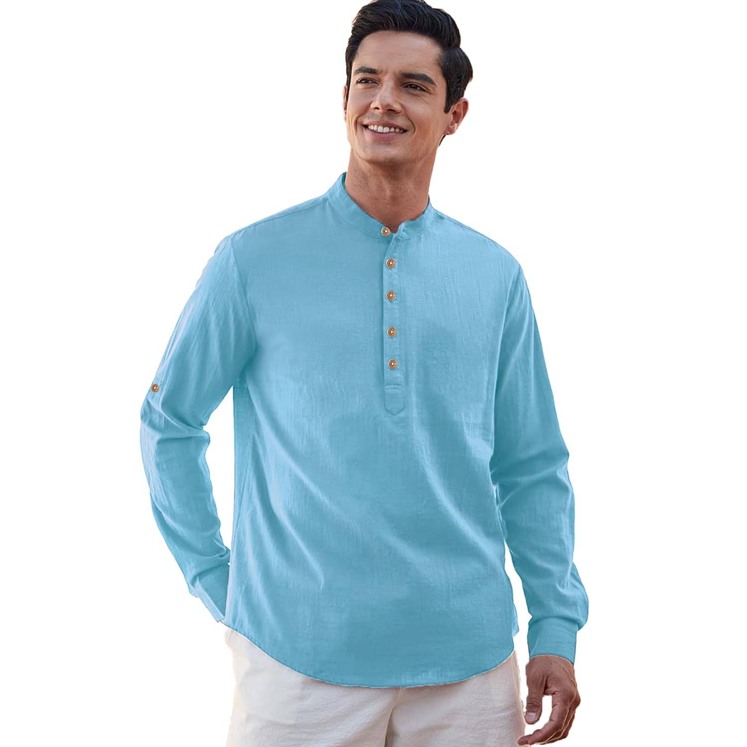 Vida Loca Sky Blue Cotton Men's Shirt Style Kurta ( Pack of 1 ) Vida Loca Sky Blue Cotton Men's Shirt Style Kurta ( Pack of 1 )