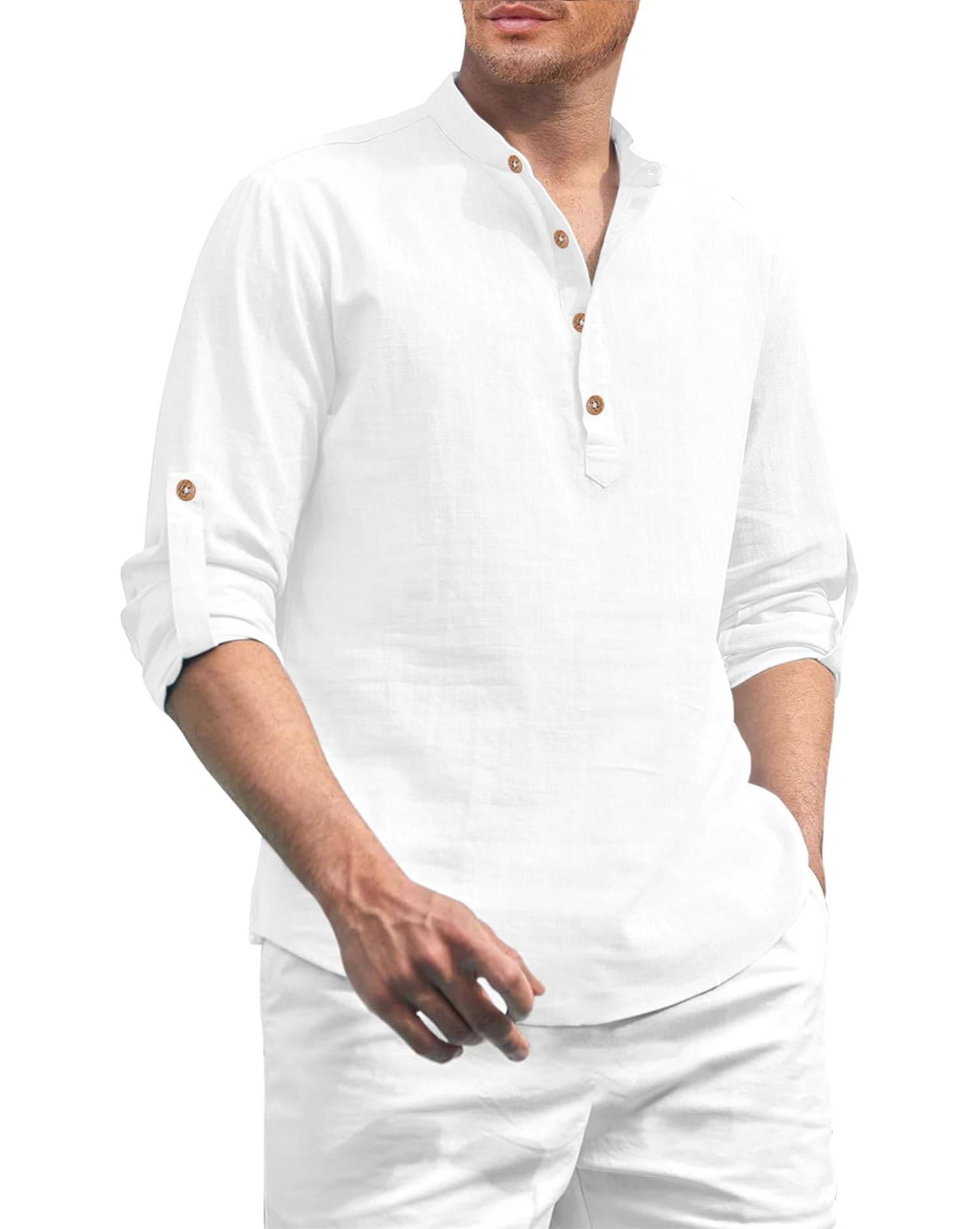 Vida Loca White Cotton Men's Shirt Style Kurta ( Pack of 1 ) Vida Loca White Cotton Men's Shirt Style Kurta ( Pack of 1 )