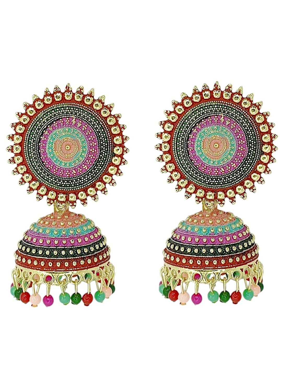     			9blings Multi Color Jhumki Earrings ( Pack of 1 )
